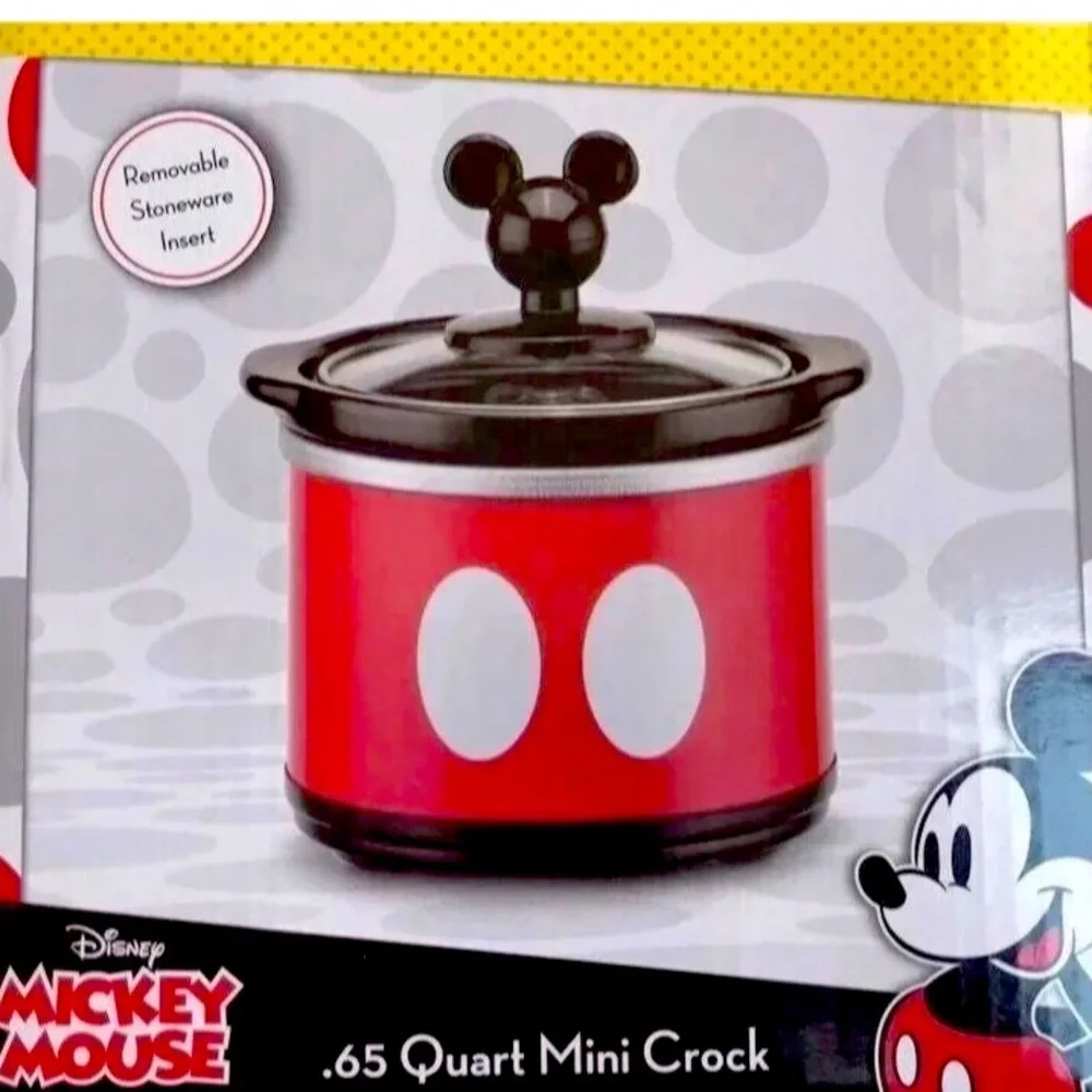Disney Mickey Mouse 0.65 Qt Mini Crock Pot Slow Cooker NIB Red Kitchen